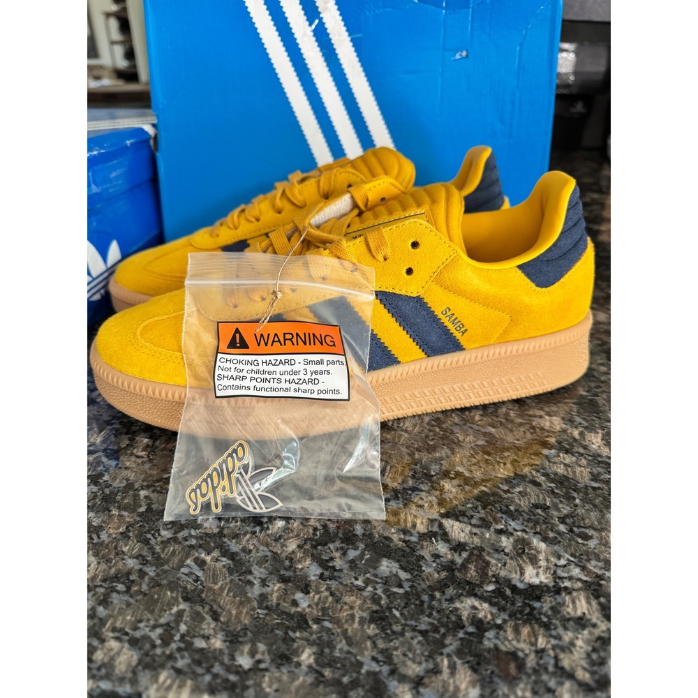 Adidas Samba XLG Bold Gold Night Indigo Suede Sneakers‎ HP7781 Mens 10 Womens 11